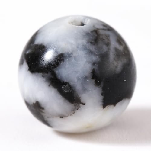 100Pcs Natural Stone 6mm Black White Zebra Round Loose Gemstone Energy Healing Beads Hole Size 1mm DIY Smooth Beads for Bracelet Necklace Earrings Jewelry Making - color: Black White Zebra, size: 6mm