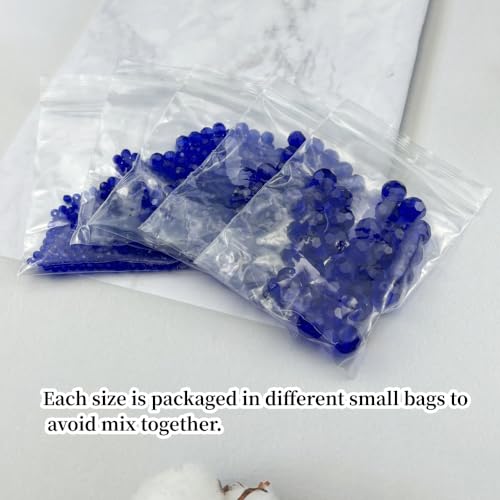480pcs Crystal Glass Beads 3mm 4mm 6mm 8mm 10mm Round Faceted Glass Spacer Beads for Bracelets Necklace Earring DIY Jewelry Making Craft(Deep Blue) - color: Deep Blue