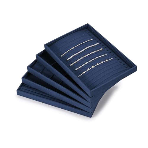 12 Grids Microfiber Jewelry Tray Bracelet Tray Bangle Tray Jewelry Display Tray Stackable Jewelry Trays for Bracelet Bangle Holder Watch Earring Brooches Display Tray (Blue) - color: Blue, size: 12 Grid