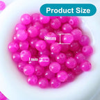 Jabrand 145pcs Glass Beads, 8mm Glass Beads for Barcelet and Jewelry Making DIY Crafts (Hot Pink) - color: Hot Pink