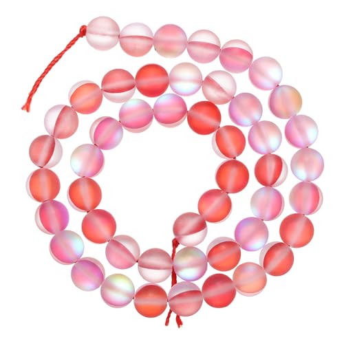 uxcell Matte Crystal Glass Beads 8mm Synthetic Frosted Shining Semi-Precious Round Loose Beads Synthetic Moonstone for Jewelry Making DIY Bracelet, Red - color: Red, size: 8mm
