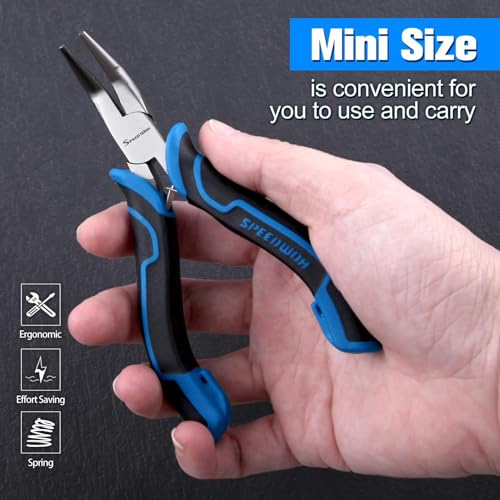 SPEEDWOX 5-Inch Bent Chain-Nose Pliers Mini 45-Degree Bent Nose Pliers For Jewelry Making Pvc Grip Handle With Double Leaf Springs Curved Nose Plier For Jewelry Making Repairing Tool - style: Bent Nose Pliers