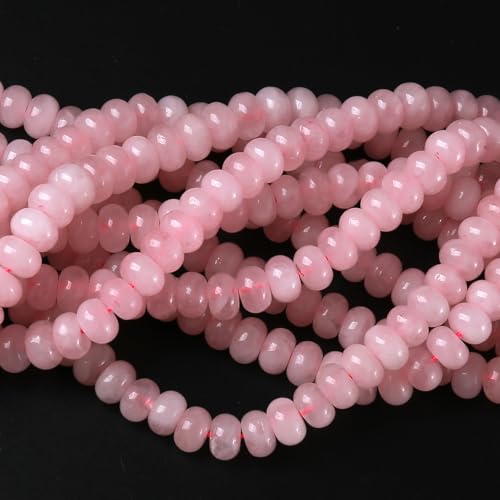5x8mm 76pcs Natural Stone Rose Quartz Crystal Rondelle Spacer Loose Beads Abacus Disk Stone Round Loose Gemstone Beads for Jewelry Making DIY Bracelet Necklace - color: Rose Quartz, size: 5x8mm Abacus Disk