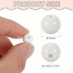 HARFINGTON 200pcs White Acrylic Round Beads 10mm Dia 1.9mm Hole Plastic Resin Smooth Balls Loose Bead for Jewelry Making Bracelets Necklace Earrings DIY - color: White, size: 10mm
