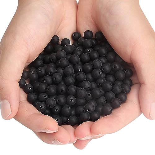BONNY BOXX 1000PCs 6MM Matte Black Acrylic Round Beads, Frosted Plastic Resin Bubblegum Balls Chunky Gumball Beads for Necklace and Bracelet Making, Crafting Supplies - color: Matte Black, size: 6MM
