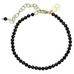 Faceted Bracelet for Women, Certified 925 Sterling Silver with 18K Gold Vermeil Healing Crystal Bracelets for Women - Crystals and Healing Stone Bracelet Women Jewelry for Gift - color: Black Onyx