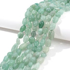 Green Aventurine Pebble Nugget Oval Free Tumbled Stone 6-8mm Natural Gemstone Loose Beads Approx 15.5 inch for DIY Jewelry Making - color: Green Aventurine