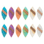 Beadthoven Leaf Natural Wood Earring Charms, 12Pcs/6 Pairs Colorful Clear Leaves Resin Charms with Gold Foil for DIY Dangle Wooden Earring Making Supplies - color: Colorful Leaf Glittery