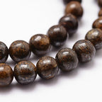 96Pcs Natural Bronzite Beads 4mm Round Gemstone Beads Smooth Stone Loose Bead for DIY Bracelets Necklace Earrings Jewelry Making - color: Natural Bronzite, size: 4mm