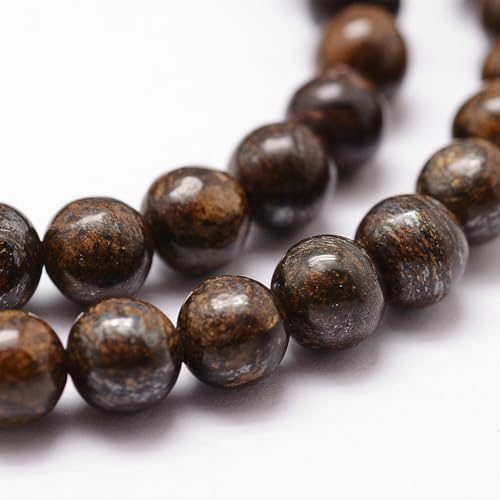 45Pcs Natural Bronzite Beads 8mm Round Natural Gemstone Beads Smooth Loose Spacer Bead for DIY Craft Bracelet Necklace Earrings Jewelry Making Supplies - color: Natural Bronzite
