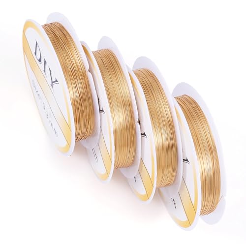 Beadthoven 262 Ft 14K Gold Filled Wire 28 Gauge 0.3mm Dead Soft Round Gold Filled Brass Wire for Crafts Wire Wrap Jewelry Making Supplies - size: 28 Gauge (0.3mm)