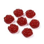 DanLingJewelry 5Pcs Handmade Lampwork Glass Crystal Rose Beads Red Flower Shape Beads for Jewelry Making Accessories