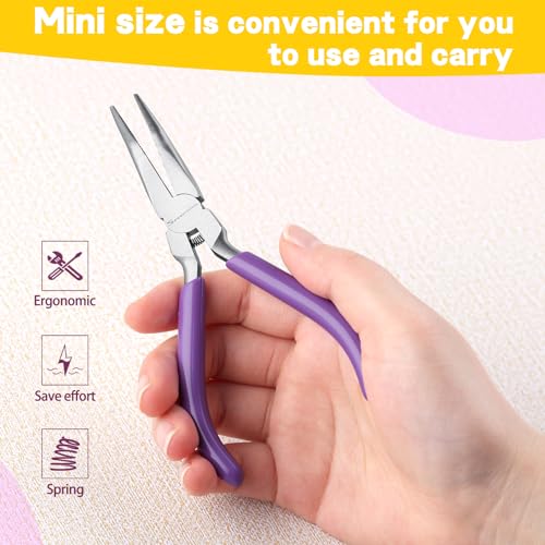 SPEEDWOX Mini Bent Chain Nose Pliers For Jewelry Making, Wire Wrapping & Beading - 45 Degree Curved Serrated Jaws - style: Bent Nose Pliers