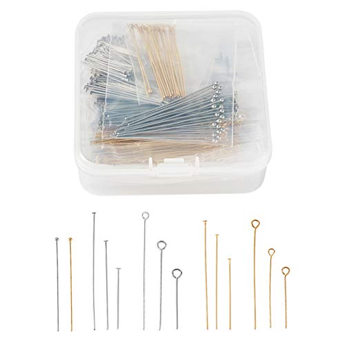 Craftdady 640Pcs Stainless Steel Open Eyepins Flat Headpins Ball Head Pins 2 Colors Metal Wire Needle Pin Set for Earring Pendant Jewelry Necklace Bracelet Making, 21 Gauge - color: 2 Colors, Mixed Pins