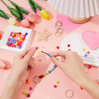 Taiyin 361 Pcs/24 Sets Mother's Day Bead Key Chain Craft Kit Teach Seed Beads Mom Pony Opaque Bead for Jewelry Making Bag Charms Bracelets DIY String Star Shape Beads Mothers Day Party Favor for Women - color: As Shown in the Picture