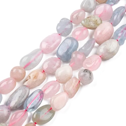 30-45Pcs/Strand Natural Morganite Beads 15.7" Irregular Nuggets Stone Beads 8-15mm Gemstones Loose Spacer Bead for DIY Bracelet Necklace Jewelry Making Crafting - color: Morganite