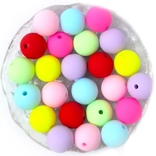 Mixed Lots Colorful Silicone Round Bead DIY Beading Hairband Bracelets Necklace Craft Embelishment (Mixed Colors-Silicone#2) - color: Mixed Colors-Silicone#2