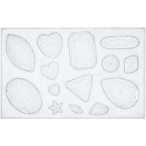 FUNSHOWCASE Assorted Gems and Cabochon Silicone Mold for Fondant Cupcake Topper Chocolate Candy Baking Epoxy Resin Casting Concrete Cement Plaster Craft, Mini - color: 14 Cavities 12 Designs