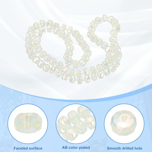 PATIKIL 75 Pcs 8mm OD 5mm Thick Crystal Glass Beads, Rondelle Crystal Beads Faceted Cut Gemstone Strand with Spacer Beads for Craft, Bracelet, Necklace, Egg White - color: Egg White