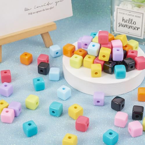 90Pcs 12mm Acrylic Cube Beads Plastic Square Candy Beads Colorful Loose Spacer Cube Bead for DIY Crafts Friendship Bracelet Earring Jewelry Making - color: Mixed Color-Cube
