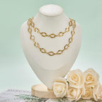 UMAOKANG 2 Meters Stainless Steel Gold Plated Chains for Jewelry Making Hollow Oval Chain Bulk on Spool - color: Gold Hollow Oval