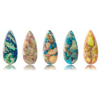 5 Pieces Natural Teardrop Imperial Jasper Pendant,Gemstone Charms for DIY Jewelry Making Necklaces, Bracelets, Earrings - color: Teardrop Imperial Jasper Pendant-a