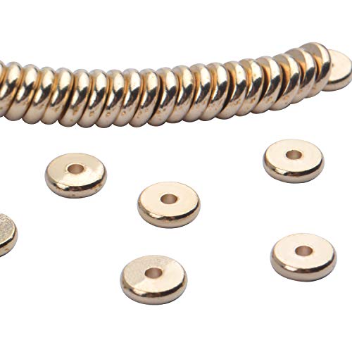 100pcs 8mm Flat Round Rondelle Spacer Beads Disc Spacers Loose Beads Jewelry Metal Spacers for DIY Bracelet Necklace Crafts,Gold - color: Antique Gold