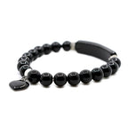 Justinstones Gem Semi Precious Gemstone Love Heart Charm Stretch Beaded Bracelet Unisex - color: Black Agate