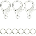 90PCs Fadeless Lobster Claw Clasps (10mm) & Jump Rings for Jewelry Making, Necklace Bracelet Findings & Supplies (Silver Plated) - color: Silver Plated