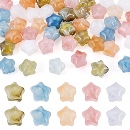 Craftdady 40Pcs Star Shape Spacer Beads for Bracelet Opaque Resin Star Bead Small Loose Beads 4 Colors for DIY Bracelet Necklace Jewelry Crafts Making Party Decoration 11.5 x 13mm - color: 4 Color Star
