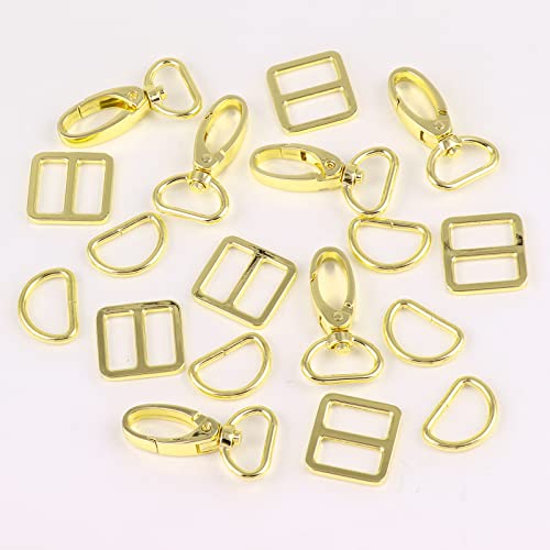 PECMER 3/4 Inch Purse Hardware for Bag Making 18 Pcs Swivel Clasp Swivel Clasp Hooks Keychain Clip Purse Strap Chains Hardware D Rings for Purse Buckle Straps 20mm Gold - color: 20mm-gold-18pcs