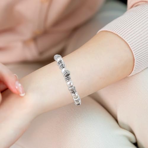 200PCS 1-5mm Hole Spacer Beads Tibetan Antique Silver Rondelle Spacers Bead, Assorted Styles Metal Filigree Loose Ball Bead Charms Kits for Bracelets Jewelry Making
