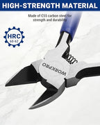 WORKPRO 6 Pack Wire Cutters, 6 Inch Precision Flush Cutters, Spring Loaded Side Cutting Pliers, Sharp Diagonal Cutters for Crafts, Jewelry Making, Electronics