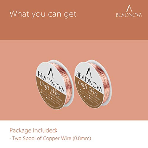 BEADNOVA 20 Guage Copper Wire Jewelry Wire Tarnish Resistant for Jewelry Making (Copper, 20 Guage 6m) - size: 0.8mm