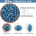 Sunrony 200Pcs Silicone Lentil Beads for Keychain Making, Bulk 12mm Silicone Abacus Spacer Beads for Necklace Bracelet Making Pens(Powder Blue) - color: G-Powder blue