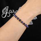 QOGIR 14k gold Handmade Healing Bracelet, Natural Gem Stone Crystal Elastic Gold Bracelet - color: Blue Sodalite - Self Confidence, size: 6m