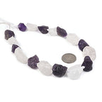 Natural Clear Quartz & Amethyst Crystal Nugget Raw Graduated Beads Strand 2mm Hole Drilled - color: White Quartz & Amethyst