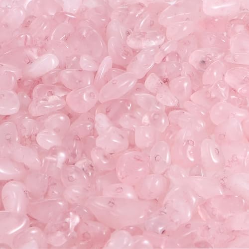 400pcs Natural Chip Stone Beads Rose Quartz 5-8mm Irregular Gemstones Healing Crystal Drilled DIY Loose Rocks Bead Crystal for Bracelet Necklace Jewelry Making Crafting - color: Rose Quartz