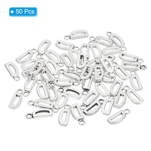PATIKIL Letter Charm, 50pcs Alphabet Initial Pendant Charm Bulk DIY for Jewelry Making Bracelets Earrings Necklace - style: D