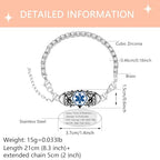 Women's Medical ID Bracelet with White Zircon Tennis Chain, Interchangeable Engraved Plate, Adjustable Lobster Clasp, Lightweight, Hypoallergenic, for Running, Outdoor, Daily Wear - color: Blue-NO BP/IVS/NEEDLES