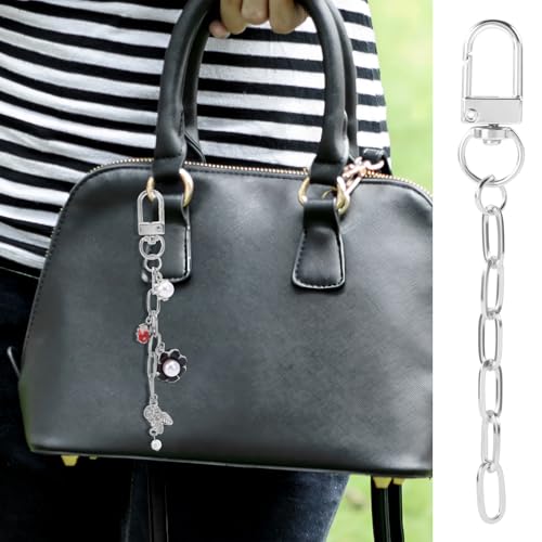 Hzopcw 30pcs Silver Keychain Making Kit, Key Ring Swivel Snap Hook Chains, Extender Keychain Bag Charm Kits for DIY Crafts Jewelry Making Handbag Purses- A Style - color: Silver-30pcs-A Style