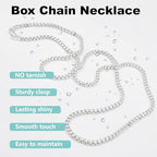 925 Sterling Silver Box Chain Lobster Clasp 2/3/4/5mm Necklace for Women Mens Box Chain Silver/14K Gold Plated Plated Necklace Chain Diamond Cut 16-30 Inches - color: Silver, size: 20, style: 2mm Box Chain