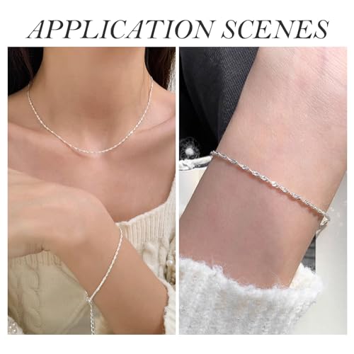 Elecrelive S925 Sterling Silver Chains 3.28 Feet Twisted Silver Singapore Chains 4.5x1mm with Velvet Bag for Men Women Jewelry Chain DIY Making - color: 925 Sterling Silver