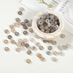 TUMBEELLUWA Natural Gemstone Beads for Jewelry Making, Rondelle Large Hole Loose Beads Pack of 15,Gray Agate(8x14mm) - color: Gray & White