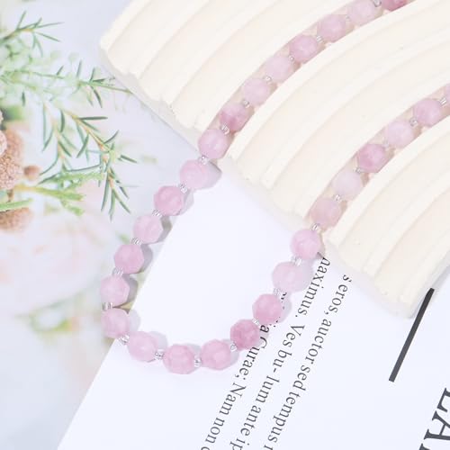 8mm Faceted Natural Spodumene Stone Loose Round Semi Gemstone Beads for Bracelet Necklace Jewelry DIY Making - color: Spodumene-1