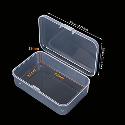 100 Pack Rectangular Clear Plastic Storage Containers Box with Hinged Lid for Beads and Other Small Craft Items (3.35 x 2.17 x 0.98 inch) - size: 3.35 x 2.17 x 0.98 inch