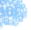 450 Blue Acrylic Letter Beads with White Letters 6mm with 3.4mm Hole