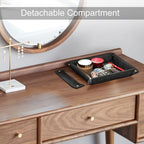 SITHON Valet Tray Desktop Storage Organizer, Removable 2 Compartments Catchall Tray Bedside Vanity Nightstand Caddy Holder Desk Storage Plate, Black - color: Black