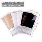MIAHART 150 Set Earring Cards, Earring Display Cards with Self-Sealing Bags for Stud Earrings Dangle Earring Holder Card for Selling (White, Black, Kraft) - color: Multicolor