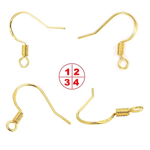 Gold Earring Hooks 80 PCS/40 Pairs, Ear Wires Fish Hooks, 240pcs Hypo-allergenic Jewelry Findings Parts with Jump Rings and Clear Silicone Earring Backs Stoppers for DIY Jewelry Making (14K Gold) - color: Small 14K Gold